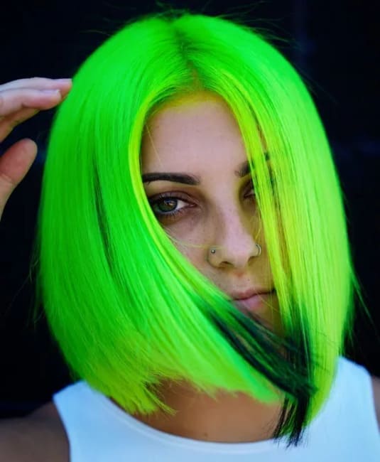 Кислотно зеленый цвет волос